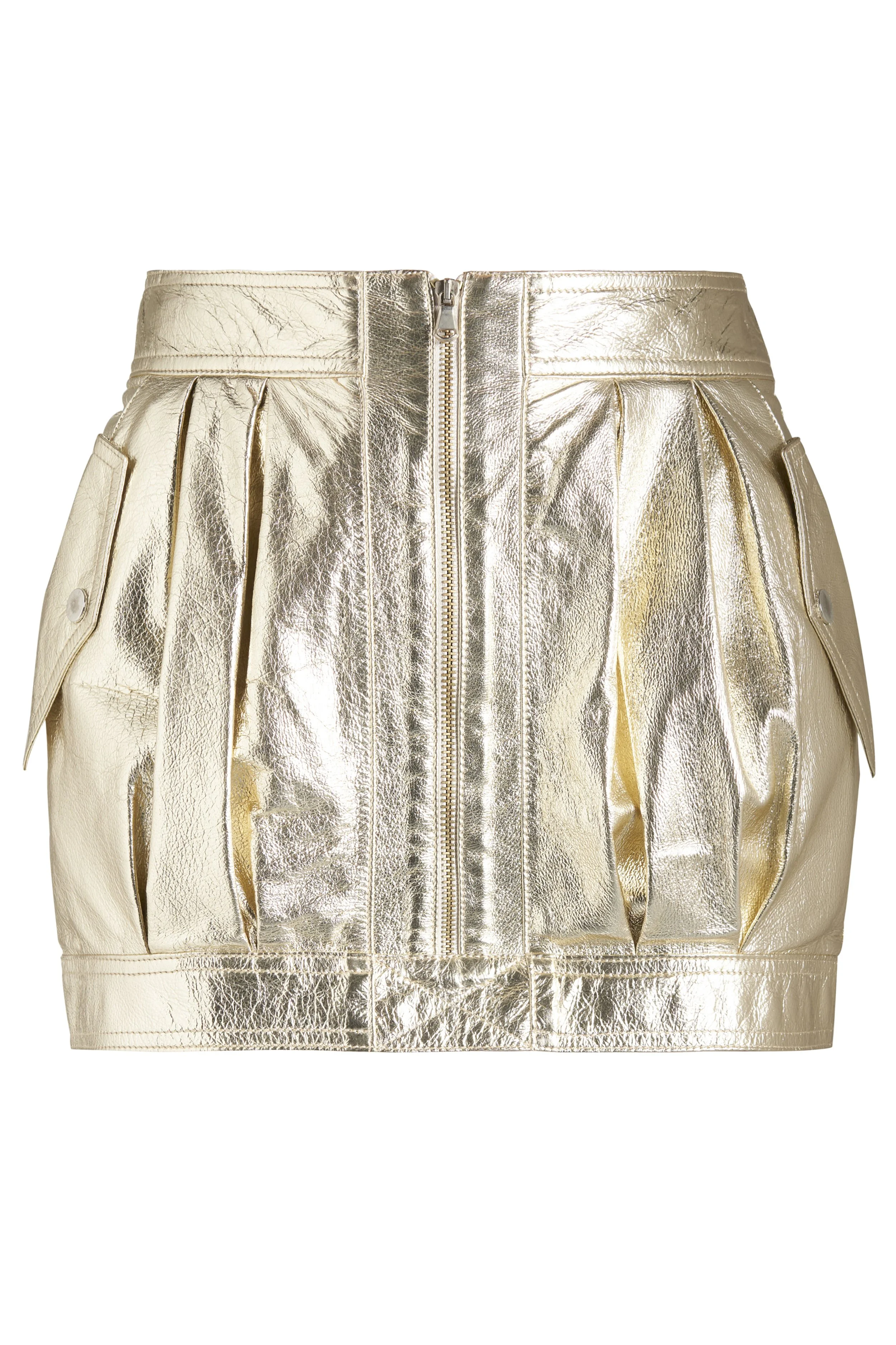 STELLAR MINI SKIRT Stella mini leather skirt - Bleached gold